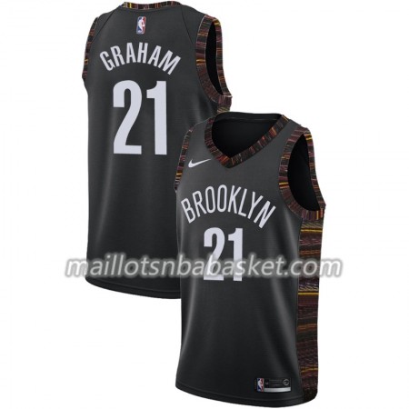 Maillot Homme Brooklyn Nets Treveon Graham 21 2018-19 Nike City Edition Noir Swingman